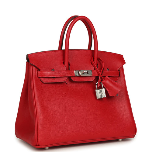 Pre-owned Hermes Birkin 25 Rouge Casaque Epsom Palladium Hardware