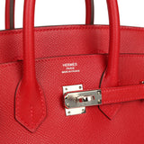 Pre-owned Hermes Birkin 25 Rouge Casaque Epsom Palladium Hardware
