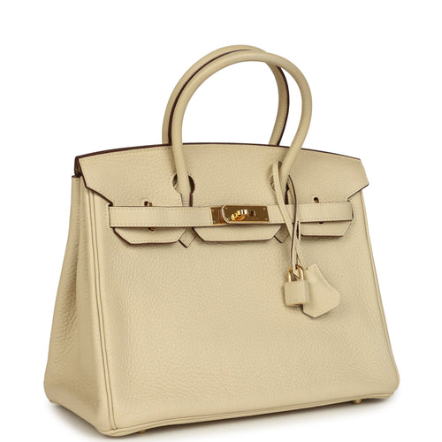 Pre-owned Hermes Birkin 30 Parchemin Clemence Gold Hardware