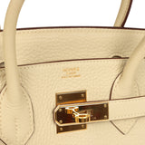 Pre-owned Hermes Birkin 30 Parchemin Clemence Gold Hardware
