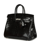 Hermes Birkin 25 Black Shiny Niloticus Crocodile Palladium Hardware - Thumbnail View 5