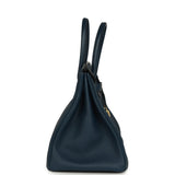 Pre-owned Hermes Birkin 35 Bleu De Prusse Togo Gold Hardware