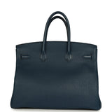 Pre-owned Hermes Birkin 35 Bleu De Prusse Togo Gold Hardware