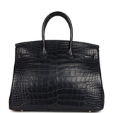 Hermes Birkin 35 Bleu Indigo Matte Alligator Gold Hardware