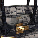 Hermes Birkin 35 Bleu Indigo Matte Alligator Gold Hardware