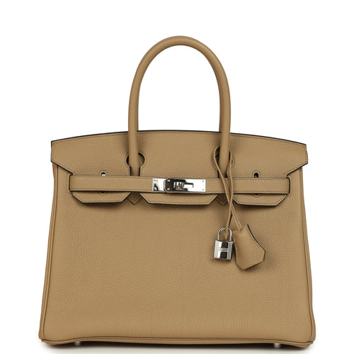 Pre-owned Hermes Birkin 30 Poussiere Togo Palladium Hardware
