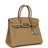 Pre-owned Hermes Birkin 30 Poussiere Togo Palladium Hardware