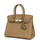 Pre-owned Hermes Birkin 30 Poussiere Togo Palladium Hardware