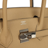Pre-owned Hermes Birkin 30 Poussiere Togo Palladium Hardware