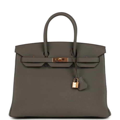 Hermes Special Order (HSS) Birkin 35 Etain Verso Togo Rose Gold Hardware