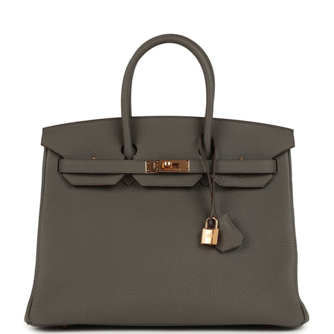 Hermes Special Order (HSS) Birkin 35 Etain Verso Togo Rose Gold Hardware