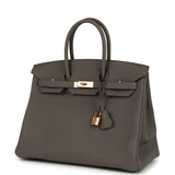 Hermes Special Order (HSS) Birkin 35 Etain Verso Togo Rose Gold Hardware