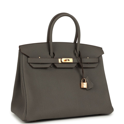 Hermes Special Order (HSS) Birkin 35 Etain Verso Togo Rose Gold Hardware