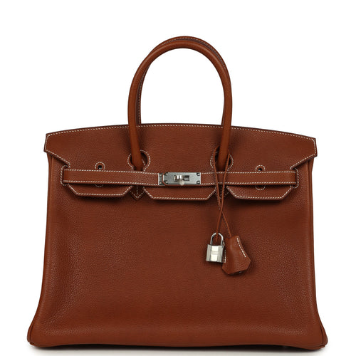 Hermes Birkin 35 Fauve Barenia Faubourg Palladium Hardware