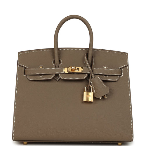 Hermes Birkin Sellier 25 Etoupe Epsom Gold Hardware