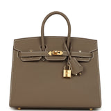 Hermes Birkin Sellier 25 Etoupe Epsom Gold Hardware