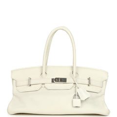 Vintage Hermes Shoulder Birkin 42 JPG White Clemence Palladium Hardware