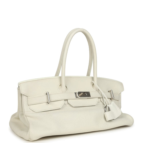 Vintage Hermes Shoulder Birkin 42 JPG White Clemence Palladium Hardware