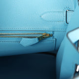 Pre-owned Hermes Birkin 30 Celeste Epsom Gold Hardware
