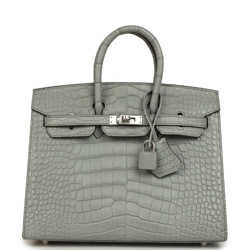 Hermes Birkin Sellier 25 Gris Ciment Matte Alligator Palladium Hardware