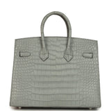 Hermes Birkin Sellier 25 Gris Ciment Matte Alligator Palladium Hardware