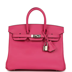 Hermes Birkin 25 Rose Shocking Swift Palladium Hardware