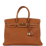 Vintage Hermes Birkin 35 Gold Togo Gold Hardware
