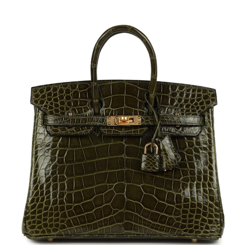 Hermes Birkin 25 Vert Veronese Shiny Alligator Gold Hardware