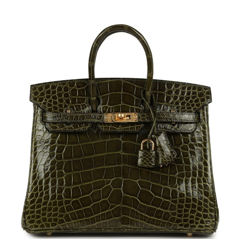 Hermes Birkin 25 Vert Veronese Shiny Alligator Gold Hardware