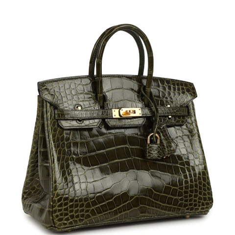 Hermes Birkin 25 Vert Veronese Shiny Alligator Gold Hardware