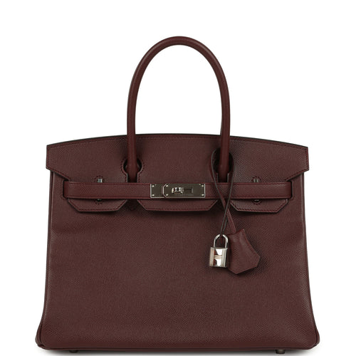 Pre-owned Hermes Birkin 30 Bordeaux Epsom Palladium Hardware