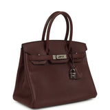 Pre-owned Hermes Birkin 30 Bordeaux Epsom Palladium Hardware