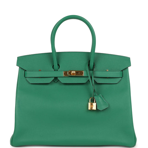 Pre-owned Hermes Birkin 35 Vert Vertigo Epsom Gold Hardware