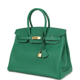 Pre-owned Hermes Birkin 35 Vert Vertigo Epsom Gold Hardware