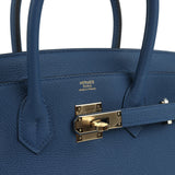 Hermes Birkin 30 Bleu Tie Togo Permabrass Hardware
