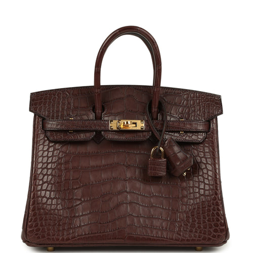 Hermes Birkin 25 Havane Matte Alligator Gold Hardware