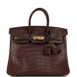 Hermes Birkin 25 Havane Matte Alligator Gold Hardware