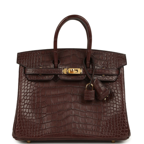 Hermes Birkin 25 Havane Matte Alligator Gold Hardware
