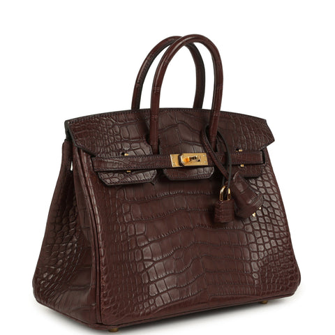 Hermes Birkin 25 Havane Matte Alligator Gold Hardware
