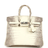 Hermes Birkin 25 Himalaya Niloticus Crocodile Palladium Hardware