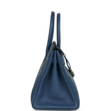 Pre-owned Hermes Birkin 30 Bleu Agate Clemence Palladium Hardware