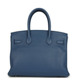 Pre-owned Hermes Birkin 30 Bleu Agate Clemence Palladium Hardware