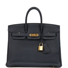 Hermes Birkin 25 Bleu Nuit Togo Gold Hardware