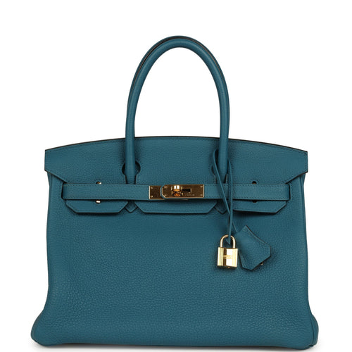 Pre-owned Hermes Birkin 30 Cobalt Togo Gold Hardware