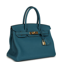 Pre-owned Hermes Birkin 30 Cobalt Togo Gold Hardware