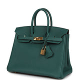 Pre-owned Hermes Birkin 25 Malachite Togo Gold Hardware