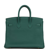 Pre-owned Hermes Birkin 25 Malachite Togo Gold Hardware