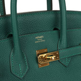 Pre-owned Hermes Birkin 25 Malachite Togo Gold Hardware