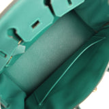 Pre-owned Hermes Birkin 25 Malachite Togo Gold Hardware