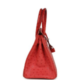 Pre-owned Hermes Birkin 30 Bougainvillea Ostrich Palladium Hardware